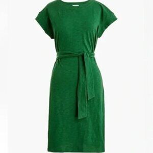 J. Crew Factory Tie Waist T Shirt Dress, Green